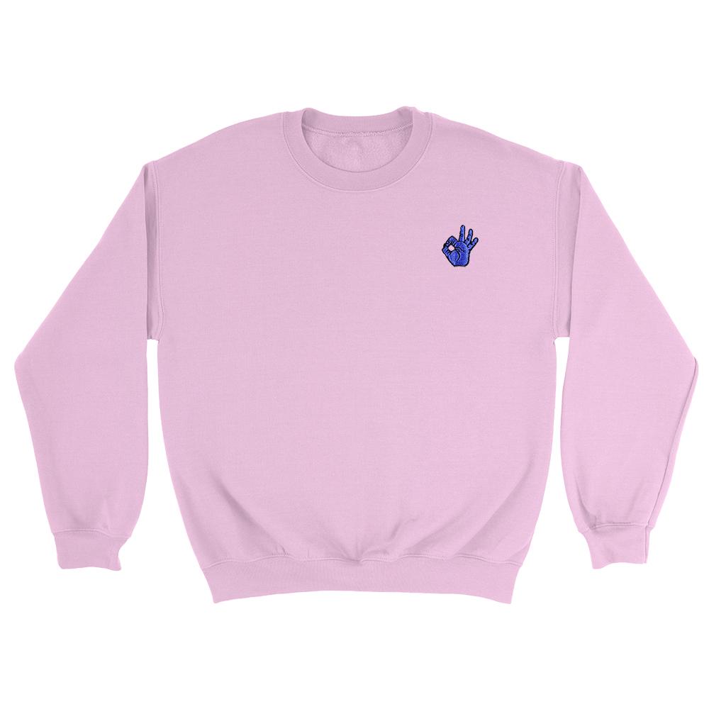 OK Hand Embroidered Sweatshirt Light Pink