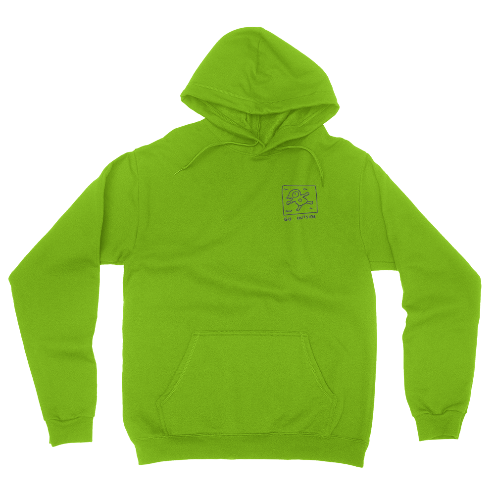 Go Outside Embroidered Green Hoodie