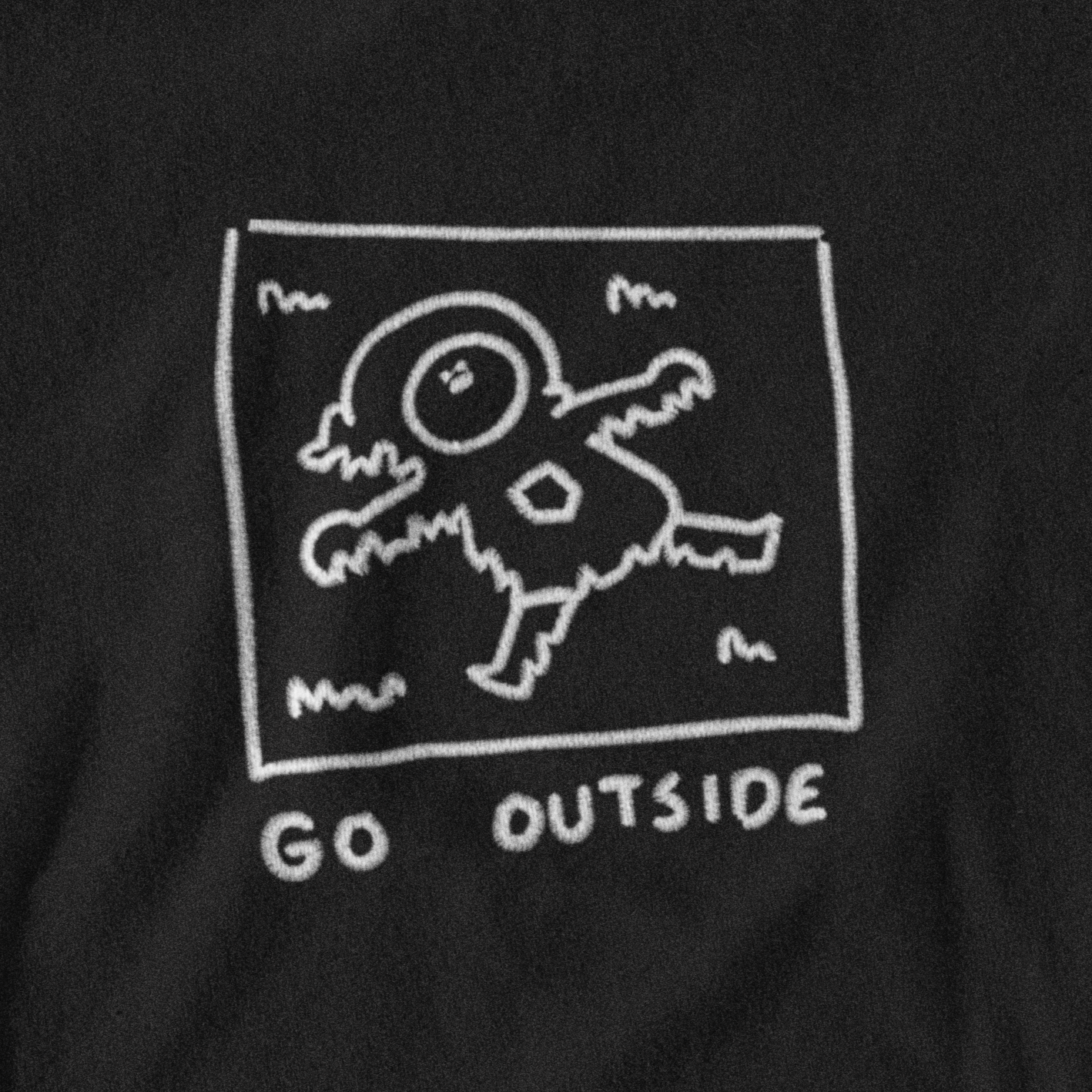 Go Outside Embroidered Black Hoodie